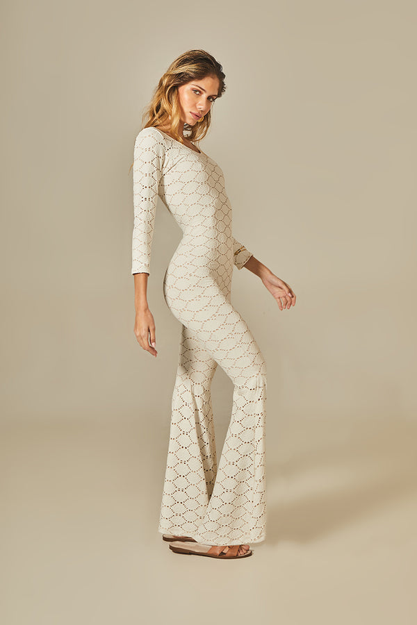George Catsuit in Off White Lotus Texture