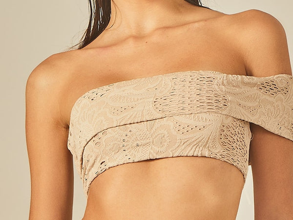 Nude Texture Off Shoulder Bikini