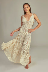 Nicole Dress in Beige Lace